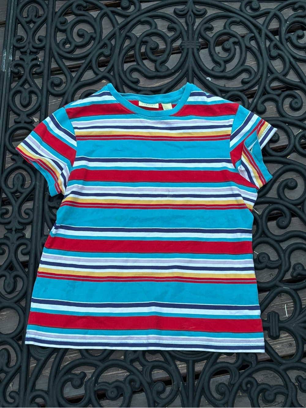 The Limited Striped Tee in Turquoise, Red & Yellow